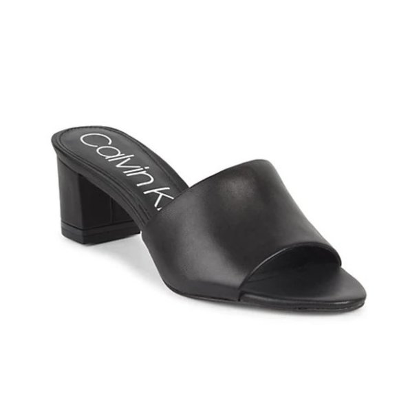 Calvin Klein Shoes - CALVIN KLEIN Noelly Leather Mule Sandals in Black